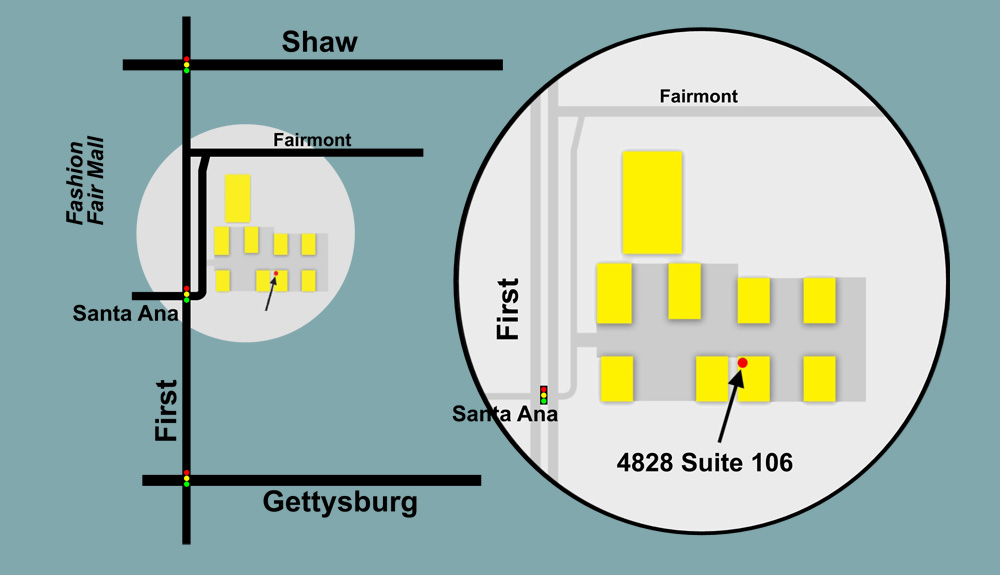 Map to Paul Budzik DDS Fresno Dentures